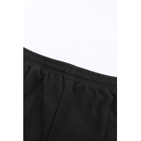 Black Tie Waist Side Pockets Cuffed Lounge Shorts