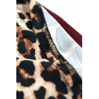 Burgundy Leopard Patch Pocket Long Sleeve Top