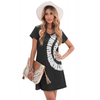 Black Halter Neck Tie Dye Mini Dress