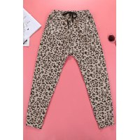 Khaki Casual Skinny Leopard Print Pants