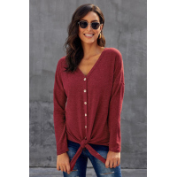 Red Dearly Loved Button Up Top