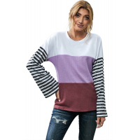 Relaxed Fit Colorblock Bell Sleeve Top