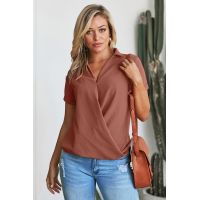 Rusty Crepe Drape Blouse