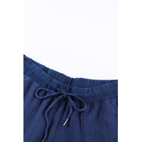 Dark Blue Pocketed Drawstring Joggers