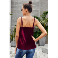 Red Whimsical Velvet Cami Tank