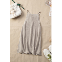 Gray Keyhole Knit Tank Top