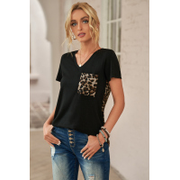 Leopard Printed Splicing T-Shirt