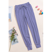 Blue Striped Casual Joggings