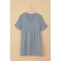 Blue Fever Pitch Pom Babydoll Tunic Dress