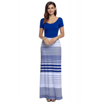 Navy Blue Crisscross Back Muliticolor Maxi Dress