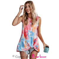 Multicolor Tie Dye Twist Detail Tank Top