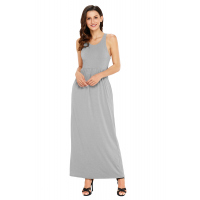 Grey Racerback Maxi Dress with Pockets