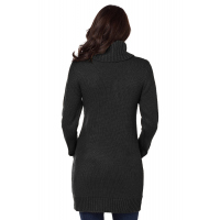 Black Cowl Neck Cable Knit Sweater Dress