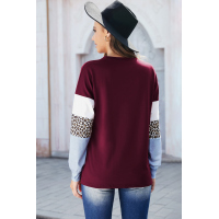 Wine Drop Shoulder Spliced Sleeve Top