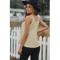 Apricot Button Textured Cotton Tank Top