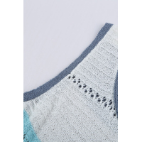 Sky Blue Color Block Knitted Tank Top