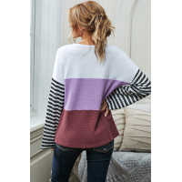 Relaxed Fit Colorblock Bell Sleeve Top