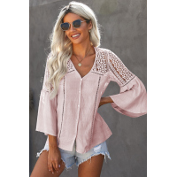 Pink The Du Jour Crochet Blouse