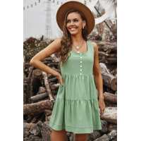 Green Tiered Ruffled Mini Dress