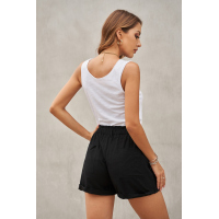 Black Cuffed High Waist Shorts