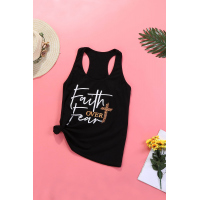 Leopard Printed Cross Faith Over Fear Tank