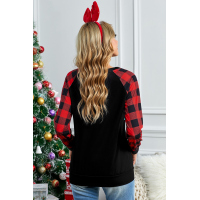 Merry Christmas Black Long Sleeve Top