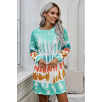 Fashion Tie Dye Long Sleeve Sweatshirt Dress