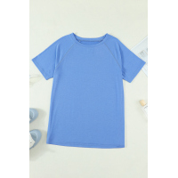 Sky Blue Round Neck Raglan Sleeve T-shirt