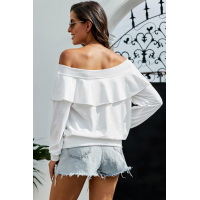 White Off The Shoulder Ruffle Blouse