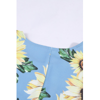 Blue Sunflower Print Tank Dress