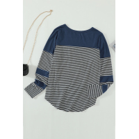 Blue Pinstripe Patch Pocket Top