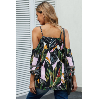 Palm Cold Shoulder Blouse