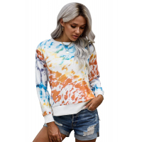 High Low Hem Tie-dye Print Top with Slits