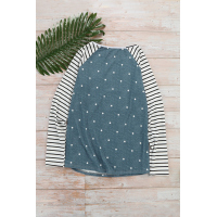 Sequin Pocket Dotted Panel Striped Sleeve Top