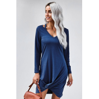 Blue Jersey Twist T-shirt Dress