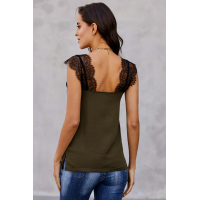 Green One More Night Lace Cami Tank