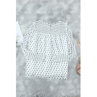 White Smocked Ruffle Trim Blouse