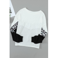 Cheetah Print Colorblock Knitted Casual Top