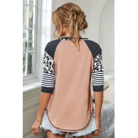 Pink Printed Raglan Sleeve Top