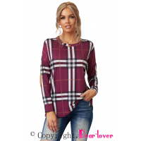 Plaid Pocketed Long Sleeve Top with Suede Elbow Patch