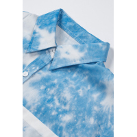 Blue Whirlwind Tie Dye Button Shirt with Pocket