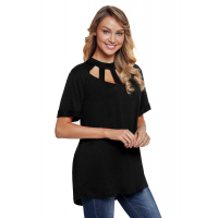 Black Cage Design High Neck Top