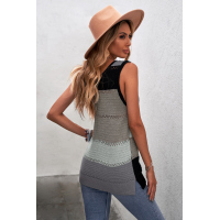 Black Color Block Knitted Tank Top