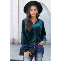 Retro Velvet Pocket Long Sleeve Shirt