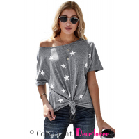 Dusty Blue Star Print Short Sleeve T-shirt 