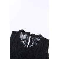 Black Lace Hollow Out Sleeveless T-Shirt