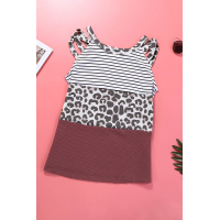 Striped Leopard Block Strappy Tank