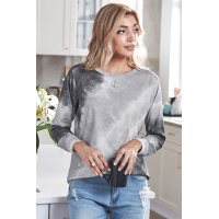 Ombre Gray Tie-dye Long Sleeve Top