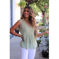 Green From A Dream Lace Tank Top with Vest