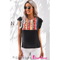 Colorful Striped Leopard Splicing T-Shirt 